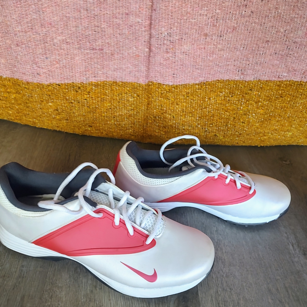 White and Pink Athletic Shoes